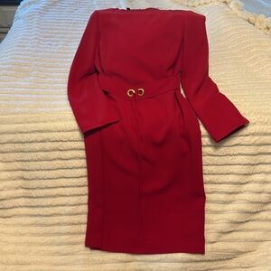 Anne Klein Red Dress gold belt